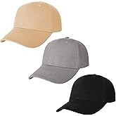 AOSMI 3 Pack Plain Cotton Strapback Baseball Hat Adjustable Low Profile Blank Team Ball Caps for Men Women