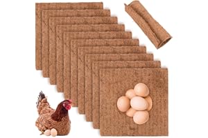 HOUSEEN Chicken Nesting Pads, 10 Pack Chicken Nest Pads Natural Coconut Fiber Chicken Nesting Box Liners Chicken Coop Bedding Mats Hen House Bottom Poultry Supplies for Hen Laying Eggs(11.81x11.81inch)
