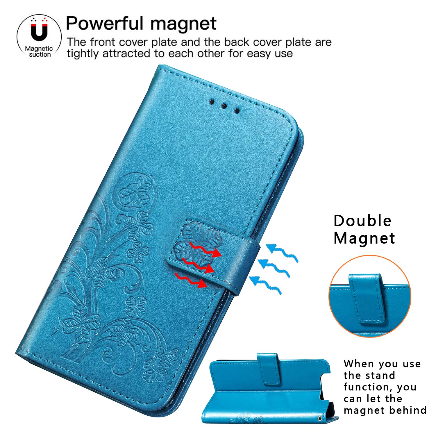Halnziye Case for Samsung Galaxy A80, Premium Magnetic Closure Flip Leather Wallet Case [Book Desig] [Card Slots] Hard PC Phone Cover Desgined for Samsung Galaxy A80 - Blue