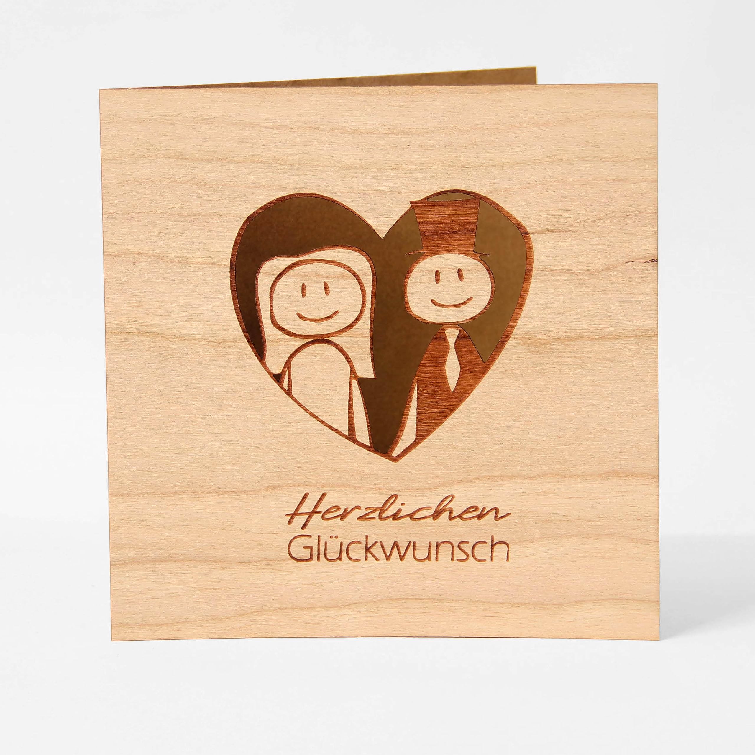 Wooden Wedding Greeting Card - 100% Made in Austria - Unique Wedding Card - Wedding Greeting Card - Wedding Invitations & Wedding Cards — image 1