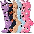 fenglaoda Compression Socks Women Men 6 Pairs, Knee High Best Support Circulation Socks for Running, Travel, Flight, Nurse