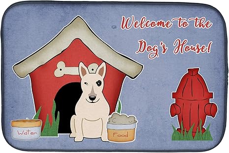Amazon 22ddm犬小屋コレクションブルテリアホワイトディッシュ乾燥マット 80x50cm 玄関マット オンライン通販