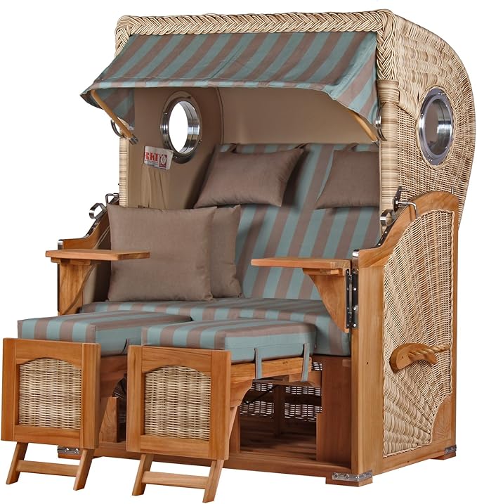 Amazon.de: Strandkorb Teakholz Volllieger Strandstuhl Liegestuhl PE