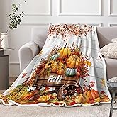Fall Throw Blanket Autumn Pumpkin Blanket Thanksgiving Harvest Home Decor Soft Warm Fleece Blanket for Couch Bed Chair Living Room or Dorm, 50"x60"