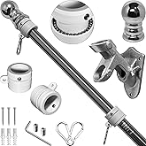 ApexFlutter Flag Pole Kit, 6 FT Outside House Flag Poles with Heavy Duty Metal Holder, Stainless Steel Flagpole for Residential, Outdoor or Porch, Upgraded Tangle Free Design, 1 Inch (Silver)