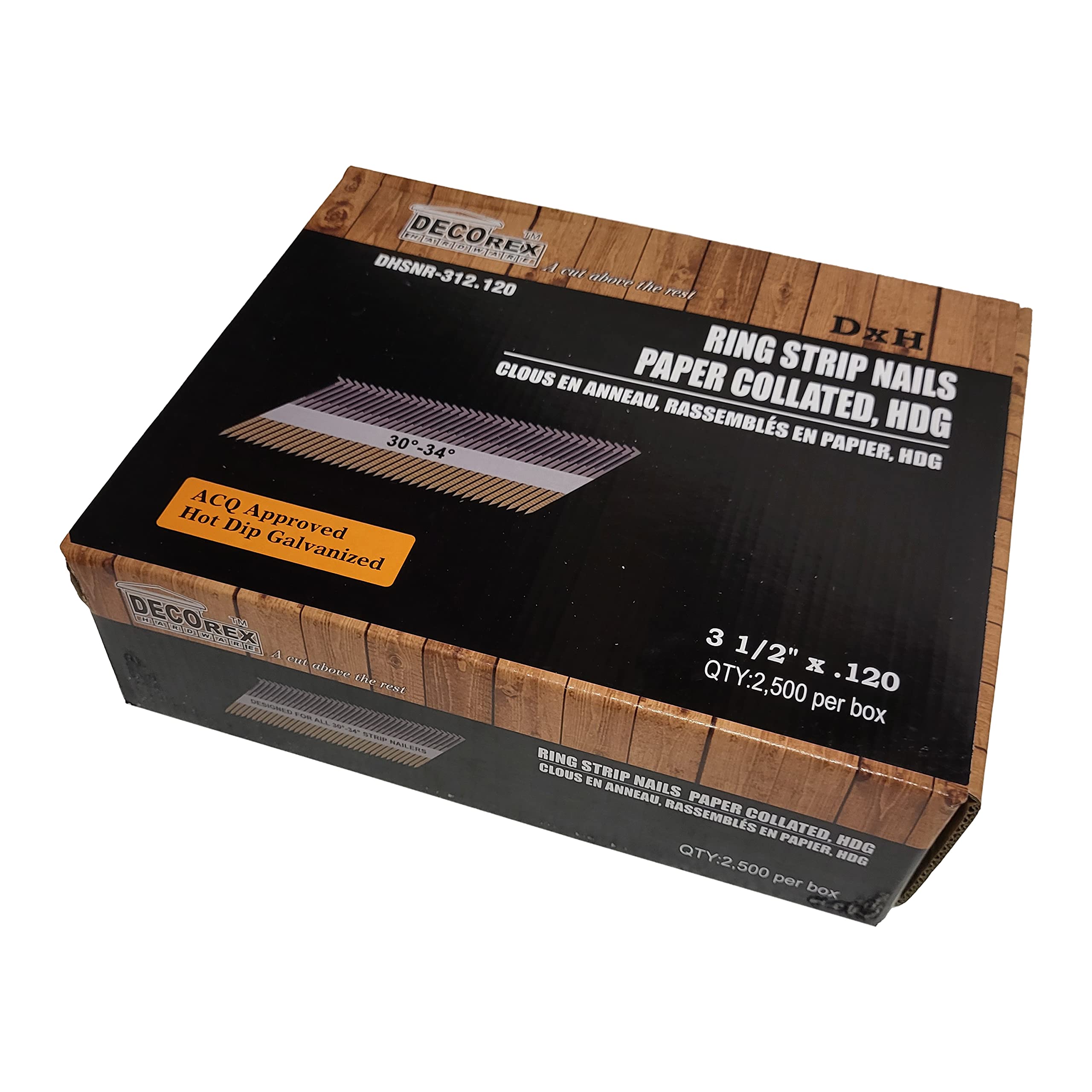 3 1/2" x .120 Ring Shank Framing Nails, Paper Strip