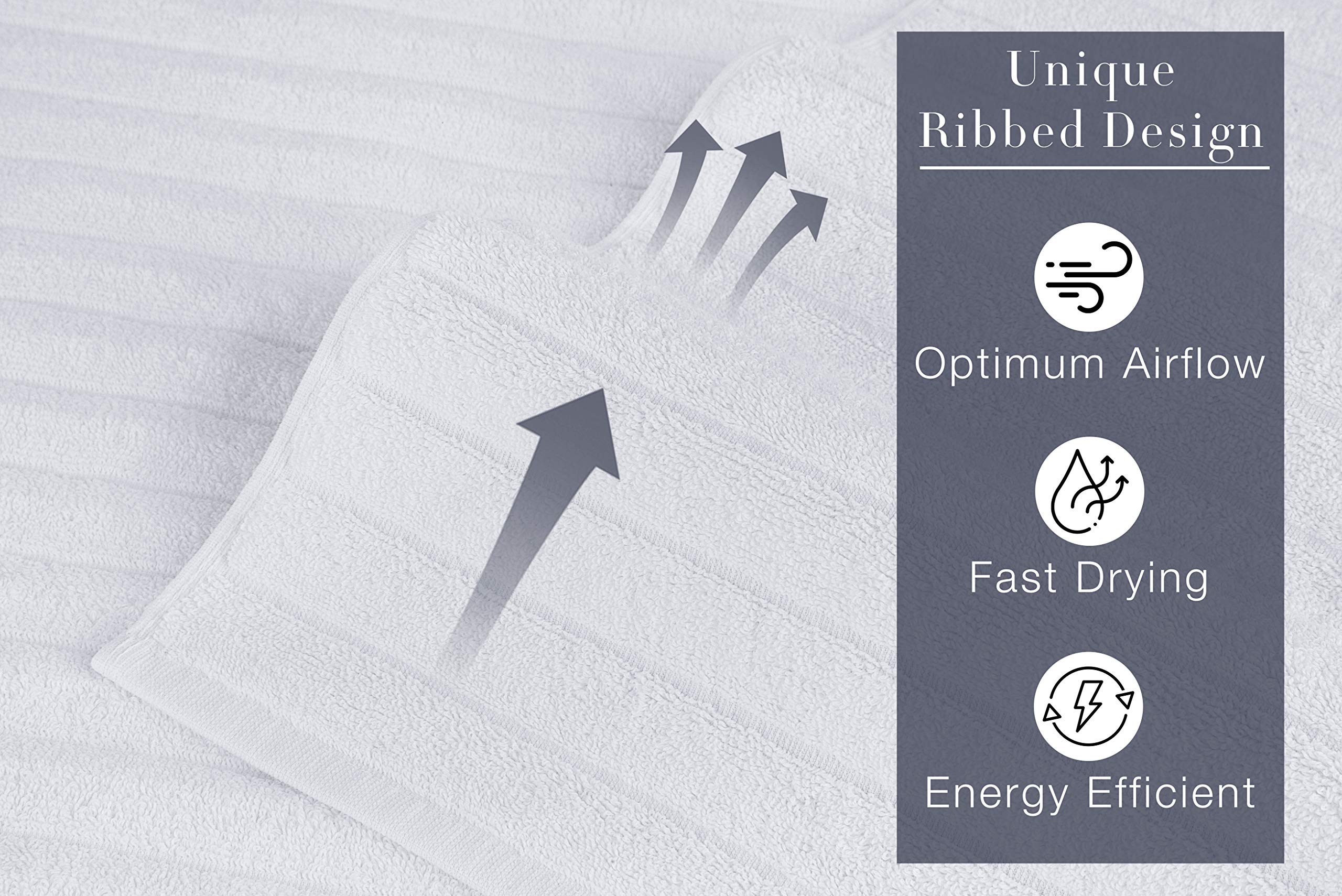Classic Turkish Towels Luxury Ribbed Bath Sheets - Soft Thick Jacquard Woven 3 Piece Bath Set Made with 100% Turkish Cotton (40X65 Bath Sheets, White)