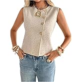 Verdusa Women's Old Money Button Up Sweater Vest Elegant Outfits Lightweight Sleeveless Knit Tops