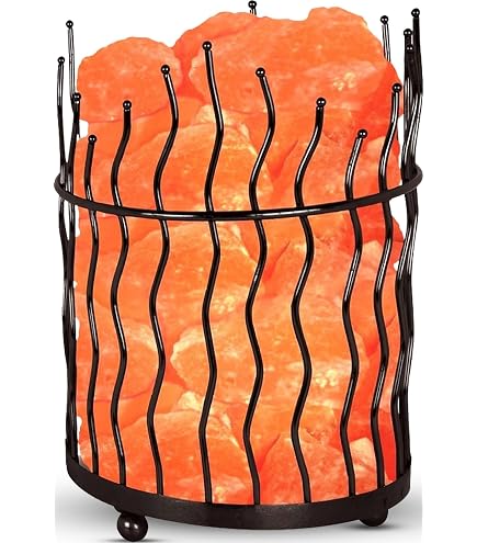 Zanflare Himalayan Salt Lamp – Dimmable Pink Rock Night Light With Metal Basket, Air Purifying, 15W, 120V (2 Bulbs Included) – Great Gift