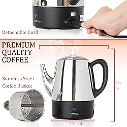 Mixpresso Electric Percolator Coffee Pot, Stainless