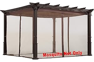 Replacement Mosquito Net for Flat-Roof Pergola - Mesh Bug Net Only (10 ft. x 10 ft., Brown)