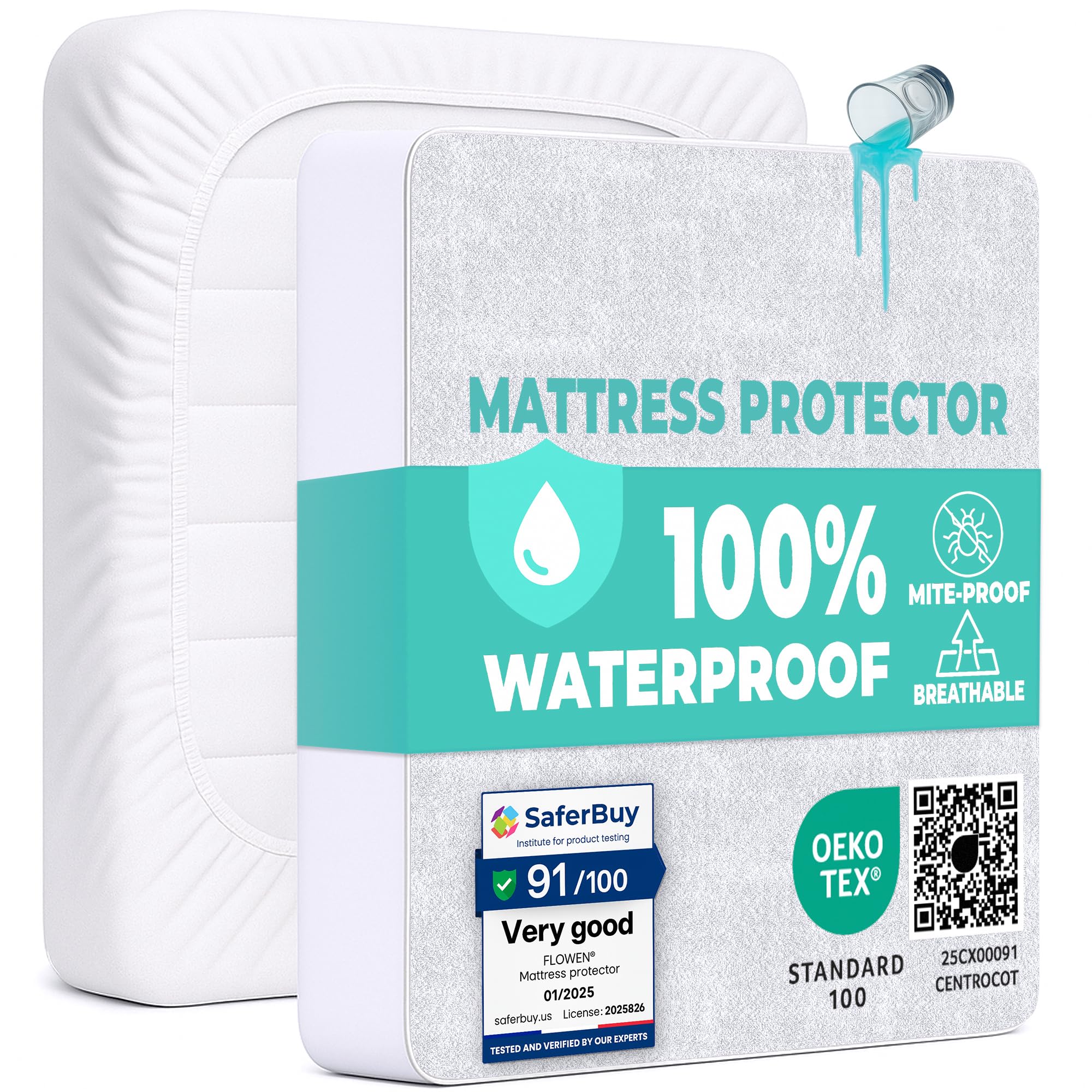 Mattress Protector Waterproof 60x120 cm Premium Cotton Terry Cot Cover Fitted Sheet Soft and Breathable Top Mattress Protector Anti-Mite Hypoallergenic and Machine Washable