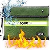 WJTZDZ Upgraded Fireproof Money Bag, 10 Layers of Heat Insulated Materials, 6500F Fireproof, Waterproof Zipper, Reflective Strip, Document Bag with Handle for Cash, Important Documents