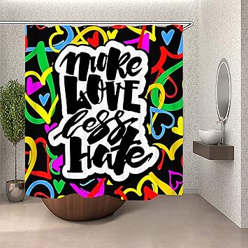 Amazon Com Sara Nell Shower Curtain More Love Less Hate Gay Pride