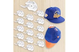 Lrgkcne Adhesive Hat Rack for Wall Baseball Caps,16 Pack hat Holder Wall,Strong Hold hat Storage for Baseball caps,Minimalist hat Display Rack,No Drilling Hat Racks for Door White