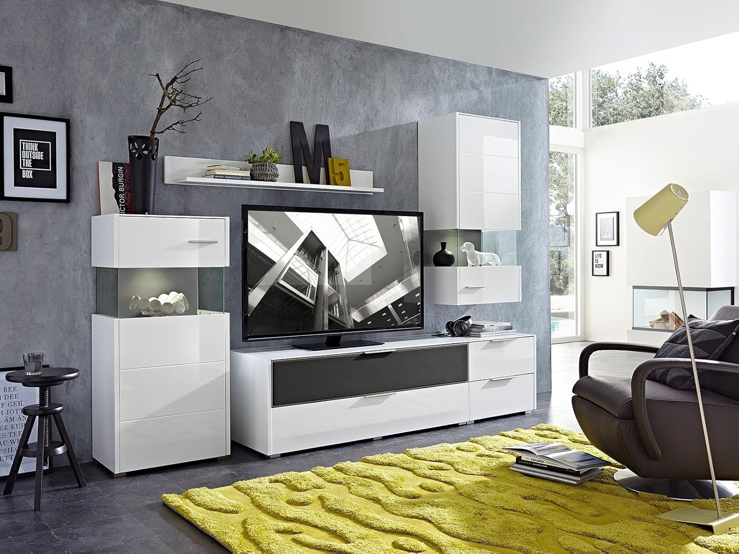 Wohnwand Mediawand Anbauwand Schrankwand Wohnzimmerschrank Schrank Medox I Weiss Hochglanz Online Kaufen