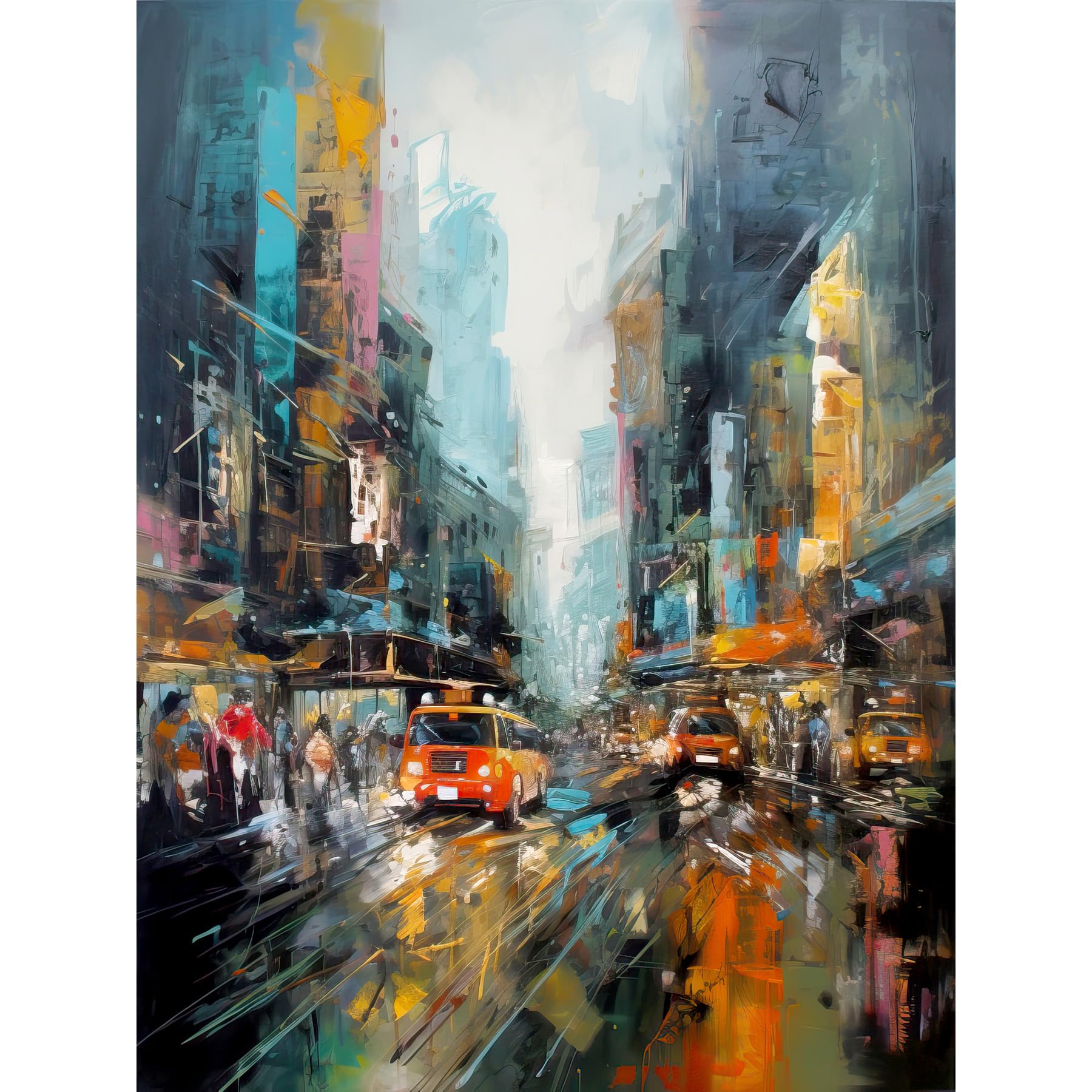 Artery8 New York City Rainy Day Abstract Action Cityscape Extra Large XL Wall Art Poster Print