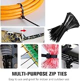 D.A.Y. Republic 100 Black Nylon Zip Ties 2.5 x 80mm Self Locking Cable Ties view 6
