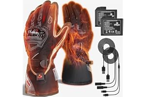 IRON JIA'S Heated Motorcycle Gloves, 7.6V 3000mAh Rechargeable Battery, Waterproof Touchscreen Winter Gloves with Smart Temperature Control, Dual-Power System (Battery & Direct USB)