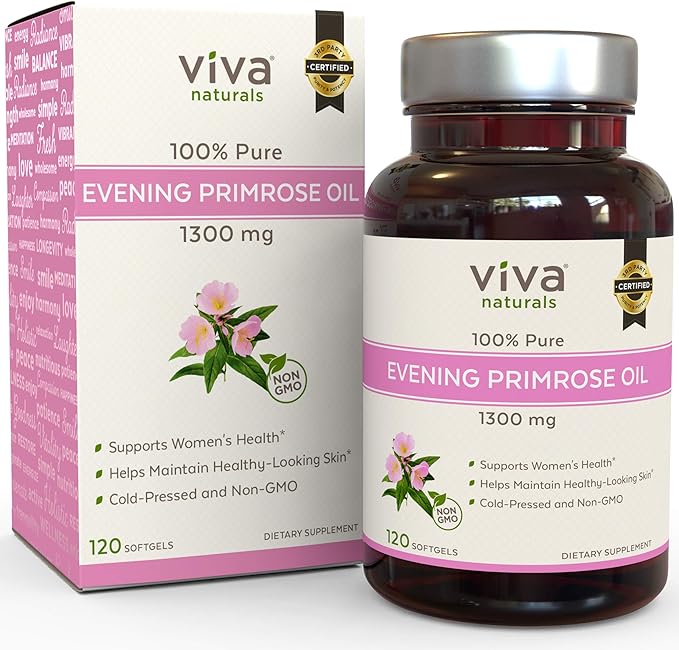 Evening Primrose Oil Capsules with GLA (1300 mg), Helps Support Hormone