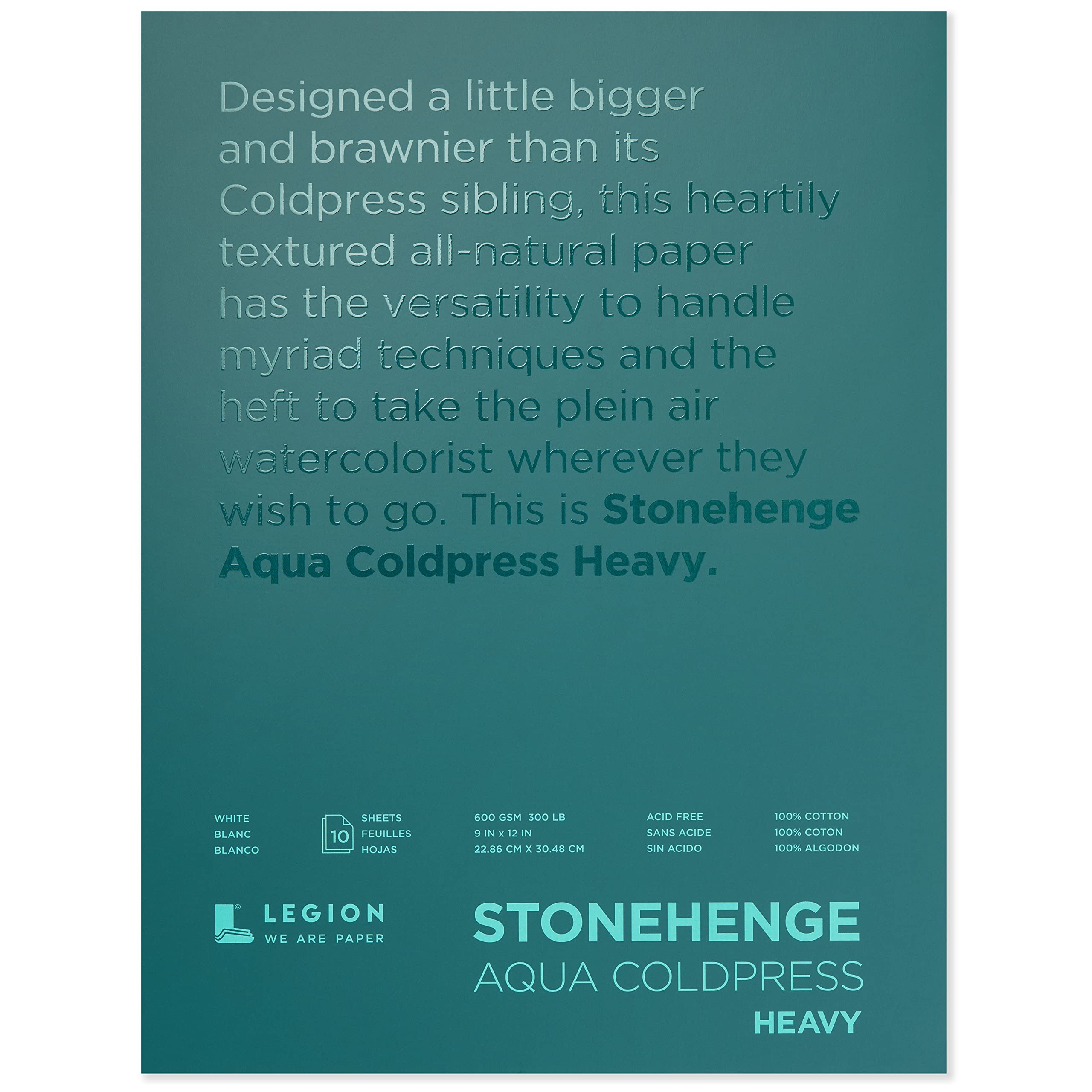 Stonehenge Aqua 9X12 300#, Paper Cotton, White 300lb, One Size