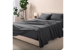 Bare Home Flannel Sheet Set 100% Cotton, Velvety Soft Heavyweight - Double Brushed Flannel - Deep Pocket (King, Grey)