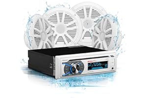 BOSS Audio Systems MCK508WB.64S Marine Boat Bluetooth Stereo & 6.5 Inch Speakers – CD DVD Player, AM/FM Radio Receiver Head Unit, Dipole Antenna