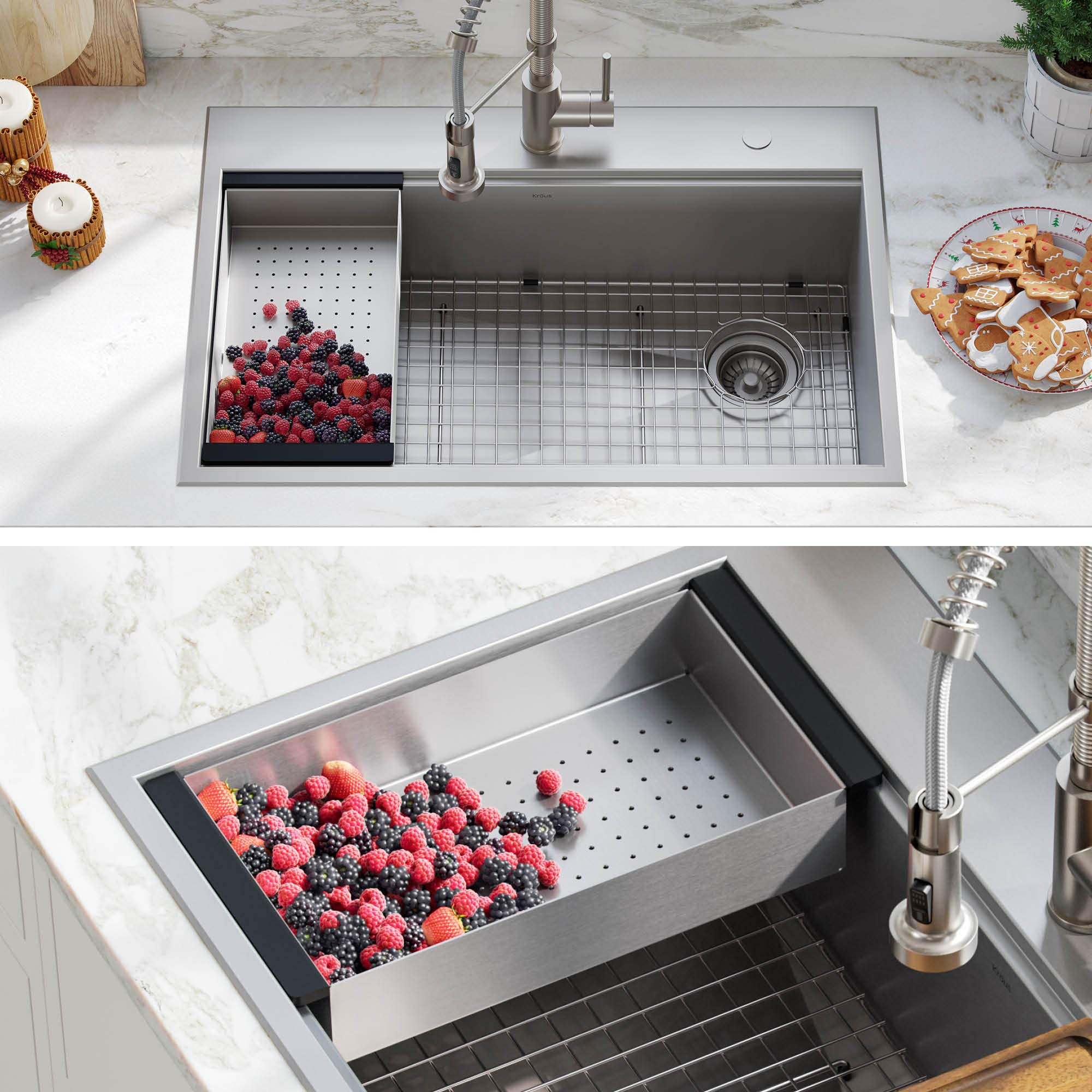 KRAUS Stainless Steel Colander for Workstation Kitchen Sink, CS-6