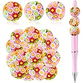 Ferreve 20 Pcs Flower Ball Focal Beads for Beadable Pen 20mm Summer Spring Fancy Daisy Floral Spacer Polymer Clay Bead for DIY Craft Beadable Pens Keychain Bracelet Necklace Earrings Jewelry Making