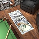 Ottomanson 20" x 53" $100 Bill Money Rug - Durable & Non-Slip Area Rug - Fun & Eye-Catching Decor for Bedroom, Office, Game R