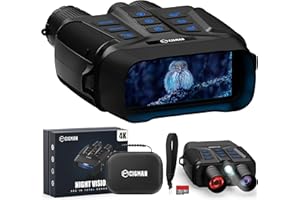 CIGMAN 4K Night Vision Goggles, 3.99" Large Screen, 5000mAh Battery (Up to 18 Hours), f/1.0 Large Aperture, 32GB Memory Card for Photos and Videos, Flashlight, 5X Zoom, Compass