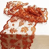Fall Table Runner Fall Decorations for Home 13 x 72 Inch Maples Leaves Lace | Fall Decor Orange Runners Thanksgiving Table Runner Autumn Harvest Thanksgiving Decorations for Table Kitchen Dining Party
