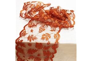 CAMLINBO Fall Table Runner Thanksgiving Fall Decorations for Home 13 x 72 Inch Maples Leaves Table Runner Autumn Harvest Orange Lace Runners Thanksgiving Decorations for Tables Kitchen Dining Party (Brown)