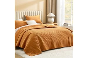 Litanika Velvet Quilt King,3 Pieces Gold Caramel Luxurious Bed Set,Winter Heavy Oversized Bedspread Coverlets Bedding Cover Comforter Set for All Season(1 Quilt, 2 Pillowshams)