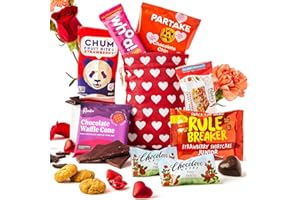 BUNNY · JAMES · Vegan Valentine's Day Gift Bag - Prefilled Bag w Vegan Treats, Snacks, Candies & Chocolates - Vegan Valentine's Candy Assortment for Her - Great Food Gift for Women, Adults & Kids