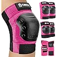 Tanden Skate Protective Gear Adult Knee and Elbow Pads for Roller Skating Pads Adult, Skateboard Knee Pads Elbow Pads Wrist Guards Pink