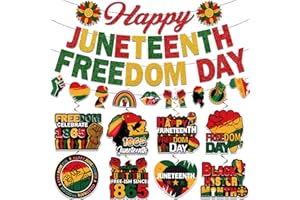 BISWITER Juneteenth Decorations, NO-DIY Juneteenth Party Supplies Includes Juneteenth Banner and Juneteenth Party Decorations Hanging Swirls, Freedom Day Juneteenth Banner Decorations for Juneteenth Party