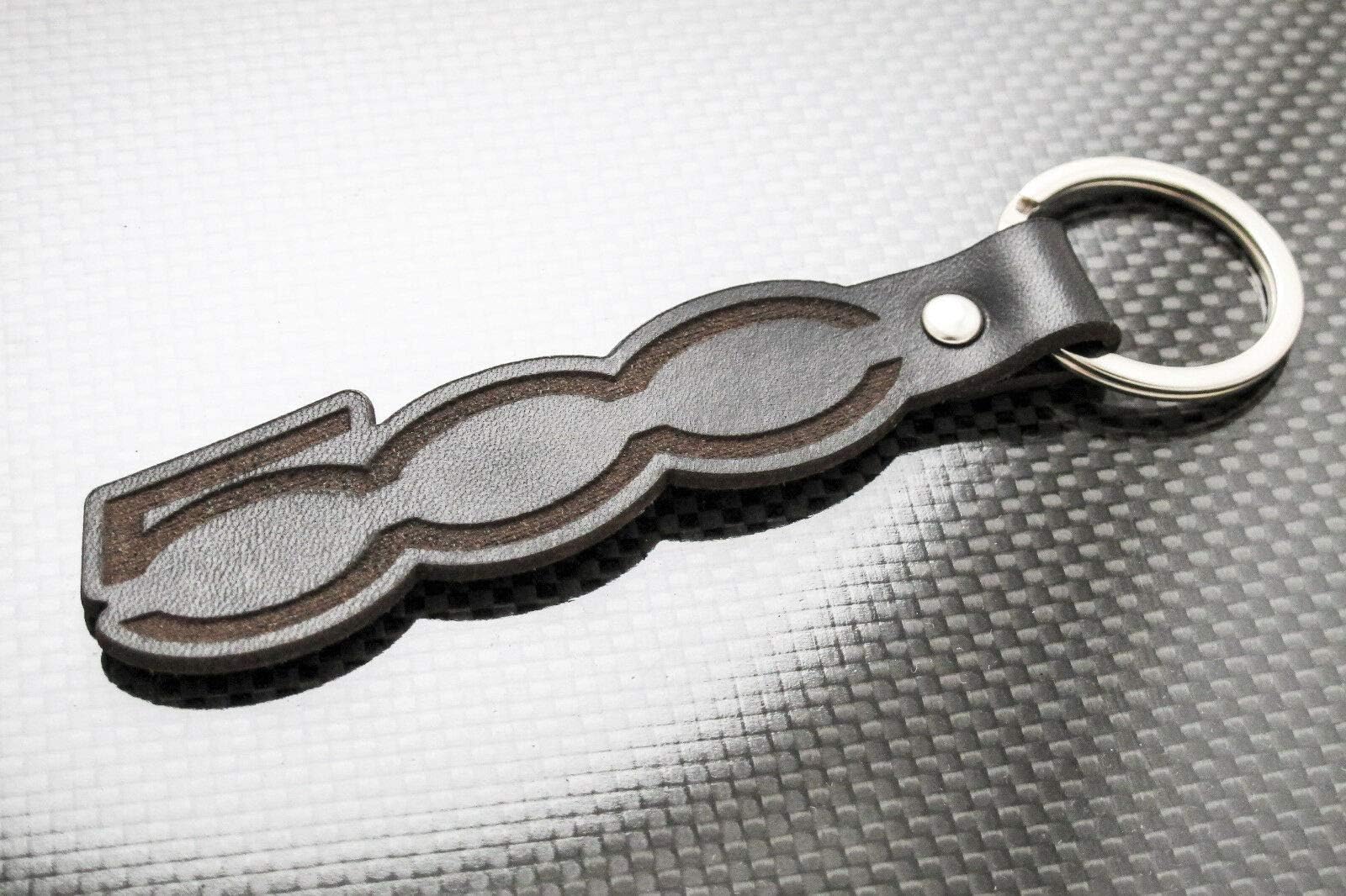 Boostnatics Handmade Leather Keychain Keyring Compatible with Fiat 500 Key Fob