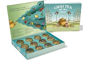 VAHDAM, Chai Tea Gift Set (12 varieties) Chai Loose Leaf Tea in Tin Caddy Gift Box | Exotic Chai Tea Blends | Gluten Free, No