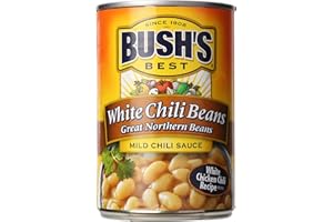 Bush's Best Canned White Chili Beans, Source of Plant Based Protein and Fiber, Low Fat, Gluten Free, 15.5 oz