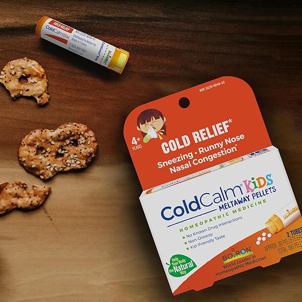 BOIRON COLDCALM KIDS PELLETS FOR RELIEF OF COMMON COLD SYMPTOMS SUCH AS SNEEZING, RUNNY NOSE, SORE THROAT, AND NASAL CONGESTION – 2 COUNT (160 PELLETS)