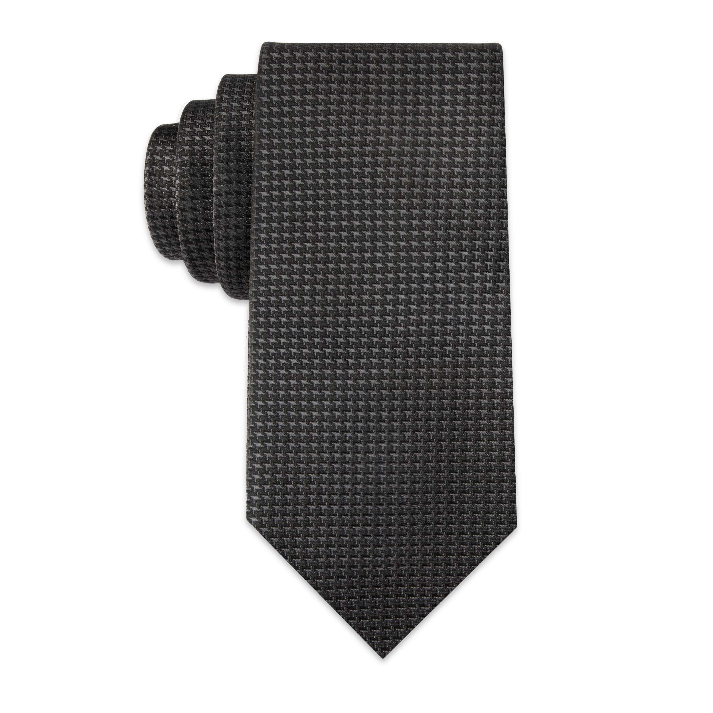 Calvin Klein Men’s Black Tie, Black Gingham, One Size