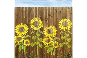 HOSOMONO 6 Pcs Large Sunflower Stencil for Painting on Wood Flower Stencils Reusable Floral Plastic Templates for Wood Fence Walls Canvas (6 Large Sunflower)
