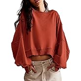 Zwurew Womens Casual Sweatshirt Long Sleeve Tops Crewneck Loose Fit Tee Pullover Crop Tshirt Side Slit Fall Fashion 2024