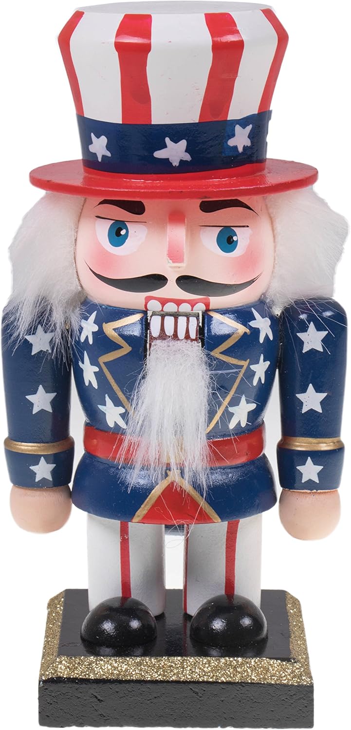 Clever Creations 6" Chubby Uncle Sam Nutcracker American Flag Hat