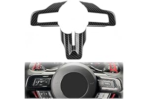 KDFUHRUI Steering Wheel Cover Trim for Ford Mustang Accessories 2015 2016 2017 2018 2019 2020 2021 2022 2023， Car Interior Accessories，Carbon Fiber (Black Carbon Fiber)