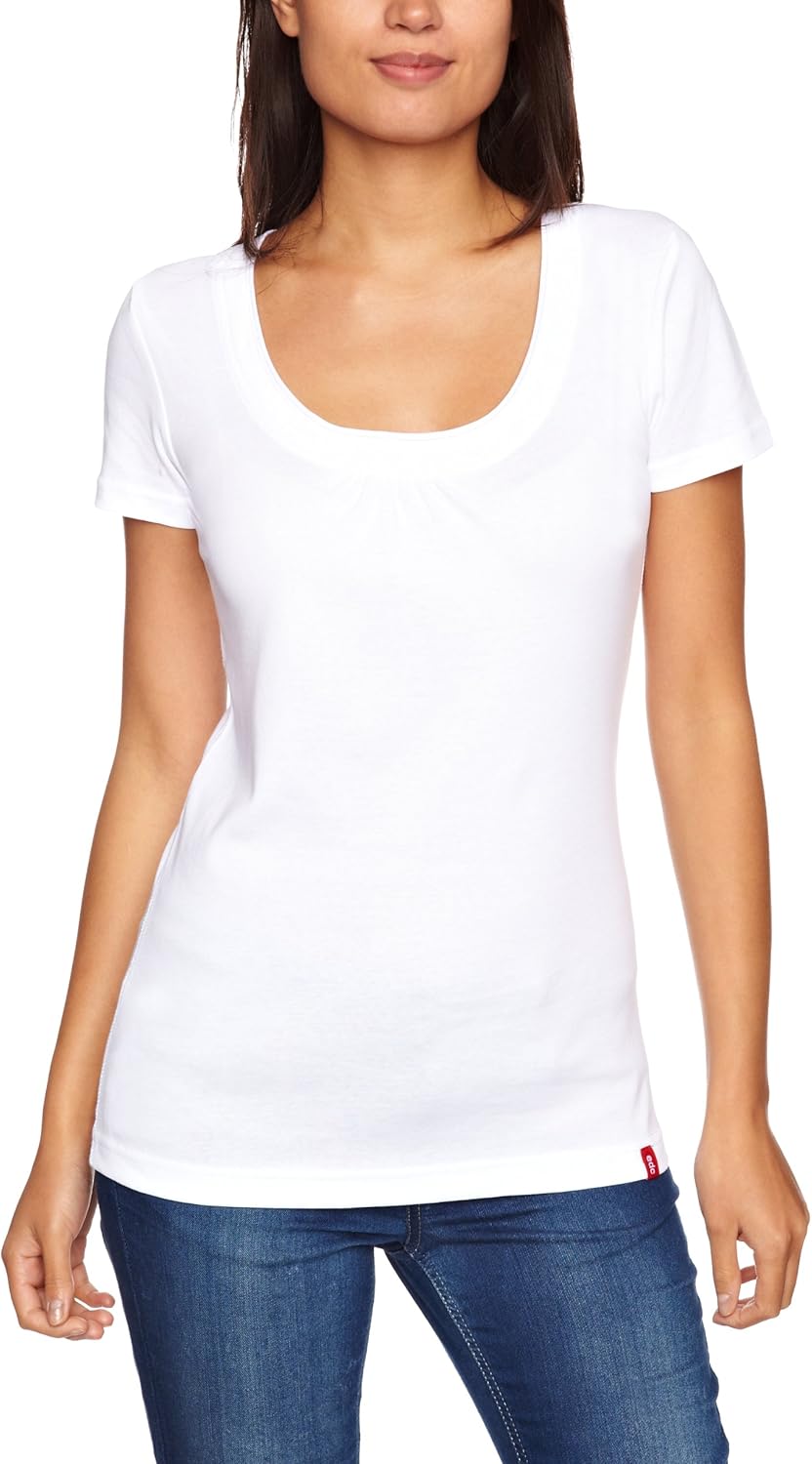edc by ESPRIT Damen TShirt N42724, Gr. 40 (L), Weiß (White 114