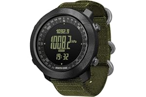 North Edge Apache Tactical Sports Watches for Men , Outdoor Survival Military Compass Rock Solid Digital Watches with Durable Band, Steps Tracker Pedometer Calories (Green)…