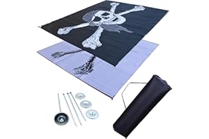 EZ Travel Mats RV Patio Mat Awning Trailer Mat Pirate Flag 9x12