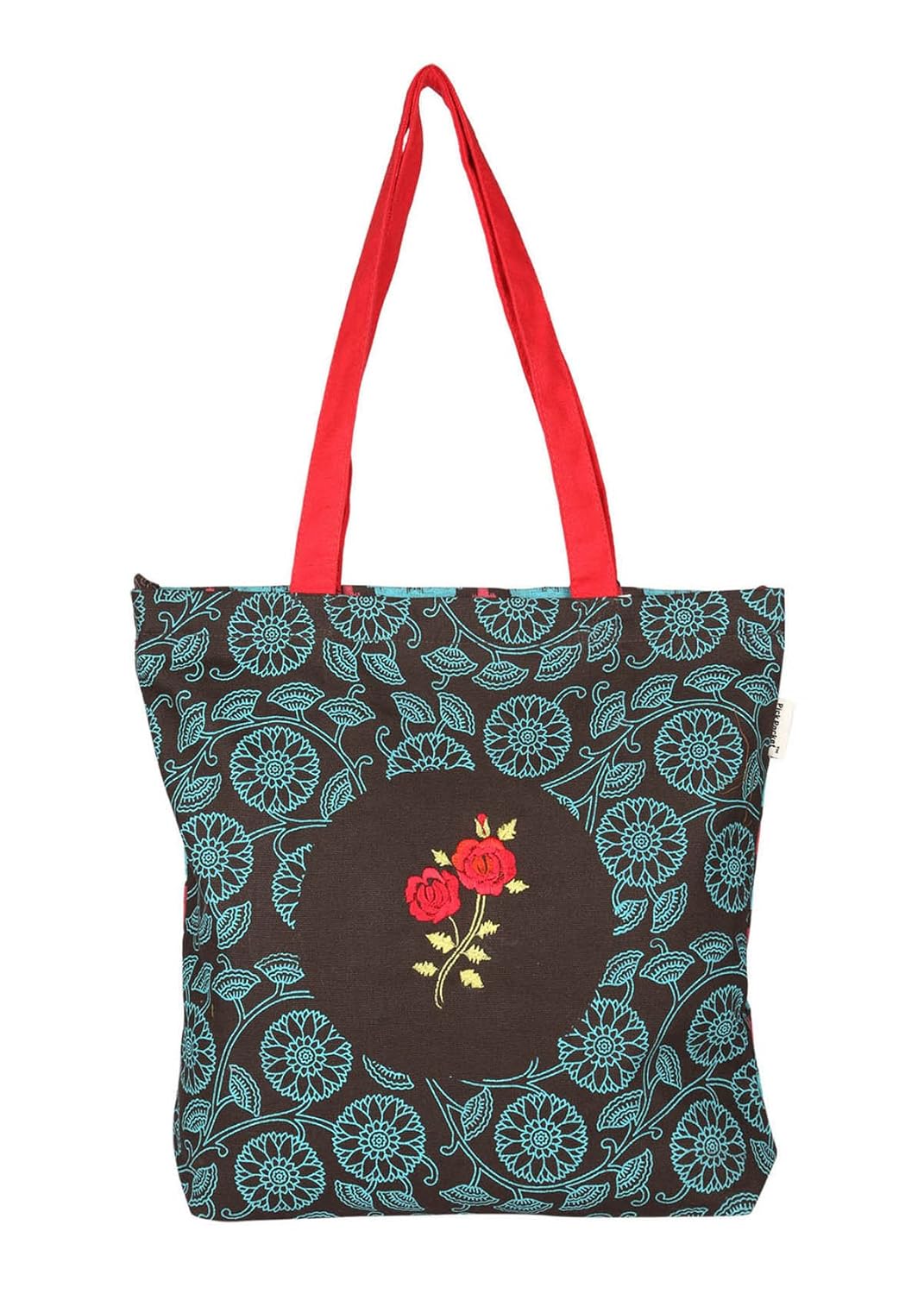 pick pocket women's tote bag (brown & blue) (tobrn&rama85)